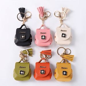Bolsa de Almacenamiento de Auriculares de Cuero PU, Llavero Rosa, Naranja, Oliva, Regalo Promocional, Llavero para Auriculares - Product Image 1
