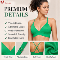 Bralette respirante en Spandex/Nylon à maintien élevé, bretelles spaghetti, col en U, pour le yoga féminin – Écologique, séchage rapide, couleur unie