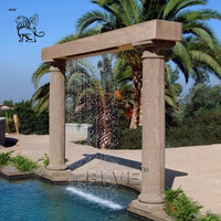 BLVE personnalisé nouveau Design moderne conception de bâtiment sculpté à la main cascade fontaine blanc marbre colonne romaine