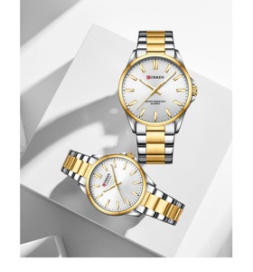 Reloj de Cuarzo CURREN 9090 para Parejas, Reloj de Pulsera de Acero para Hombre, Elegante Reloj de Negocios para Mujer, Regalo para el Día de San Valentín - Product Image 1