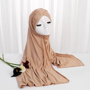Pañuelo de jersey elástico para mujer, hiyab musulmán con pedrería y cordón, hiyab instantáneo premium con diamantes, tudung poncho hiyab - Product Image 5
