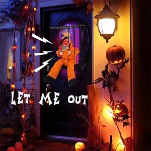 <span class=keywords><strong>Halloween</strong></span> suspendu fantôme Cage jouet électrique tête pour intimider son lumineux prisonnier sorcière borgne suspendus décoration poupées - Product Image 3