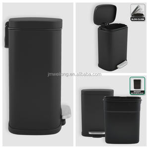 Cestino per rifiuti in acciaio inossidabile rettangolare per bagno 5l pattumiera in metallo con coperchio morbido - Product Image 3