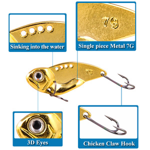 Ytqhxy Vibra <b>Lure</b> 79mm Bass <b>Fishing</b> <b>Lure</b> Metallic Finish Bottom Bait With Chicken Claw Hook - Product Image 4