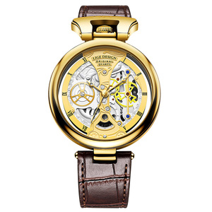 Montre à quartz esthétique pour homme FOXBOX, cadran ajouré créatif avec calendrier, bracelet en cuir de haute qualité, idéale pour le bureau - Product Image 2