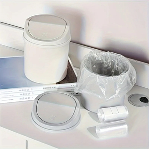 Mini Cestino da Tavolo <span class=keywords><strong>con</strong></span> Coperchio, Contenitore per Rifiuti Cilindrico Facile da Pulire <span class=keywords><strong>con</strong></span> <span class=keywords><strong>Tappo</strong></span> Avvitabile per Ufficio e Bar - Product Image 4
