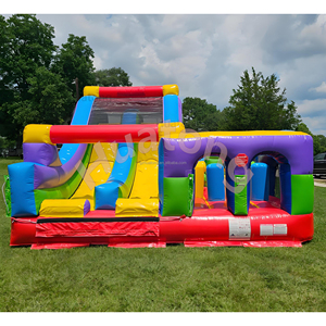 Combo <span class=keywords><strong>de</strong></span> toboggan gonflable en PVC, <span class=keywords><strong>château</strong></span> gonflable coloré, blocs <span class=keywords><strong>de</strong></span> construction, parcours d'obstacles gonflable avec toboggan pour enfants - Product Image 2