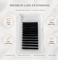 Extensions de cils individuels en PBT de qualité supérieure, ultra doux, noir mat, en plateau, pour volume russe, extensions de cils professionnelles