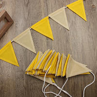 12 Pièces Guirlande de fanions triangulaires en toile imperméable de 3m, jaune beige, pour fête surprise, décoration de camping en extérieur, vente en gros