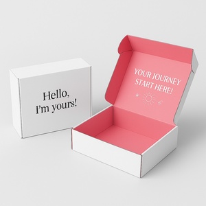 Emballage d'expédition postal en carton ondulé rose personnalisé pour produits cosmétiques, avec logo - Product Image 1