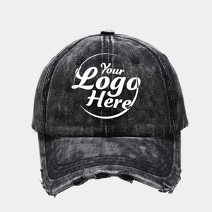Manufacturer <b>Plain</b> Blank Baseball <b>Cap</b> Custom Vintage Washed Denim 6-Panel Dad Hat Baseball <b>Caps</b> - Product Image 2