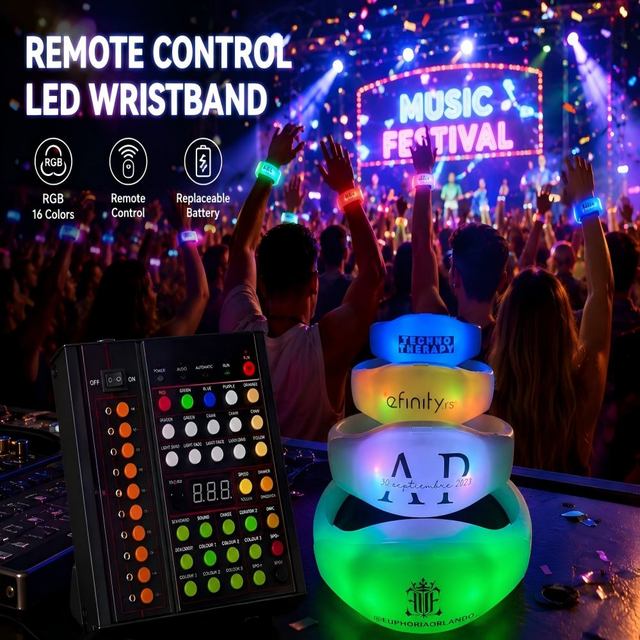 Longstargift DMX Remote Control RGB Lighting Event Production Audience Engagement Concert Atmosphere LED Wristband Bracelet