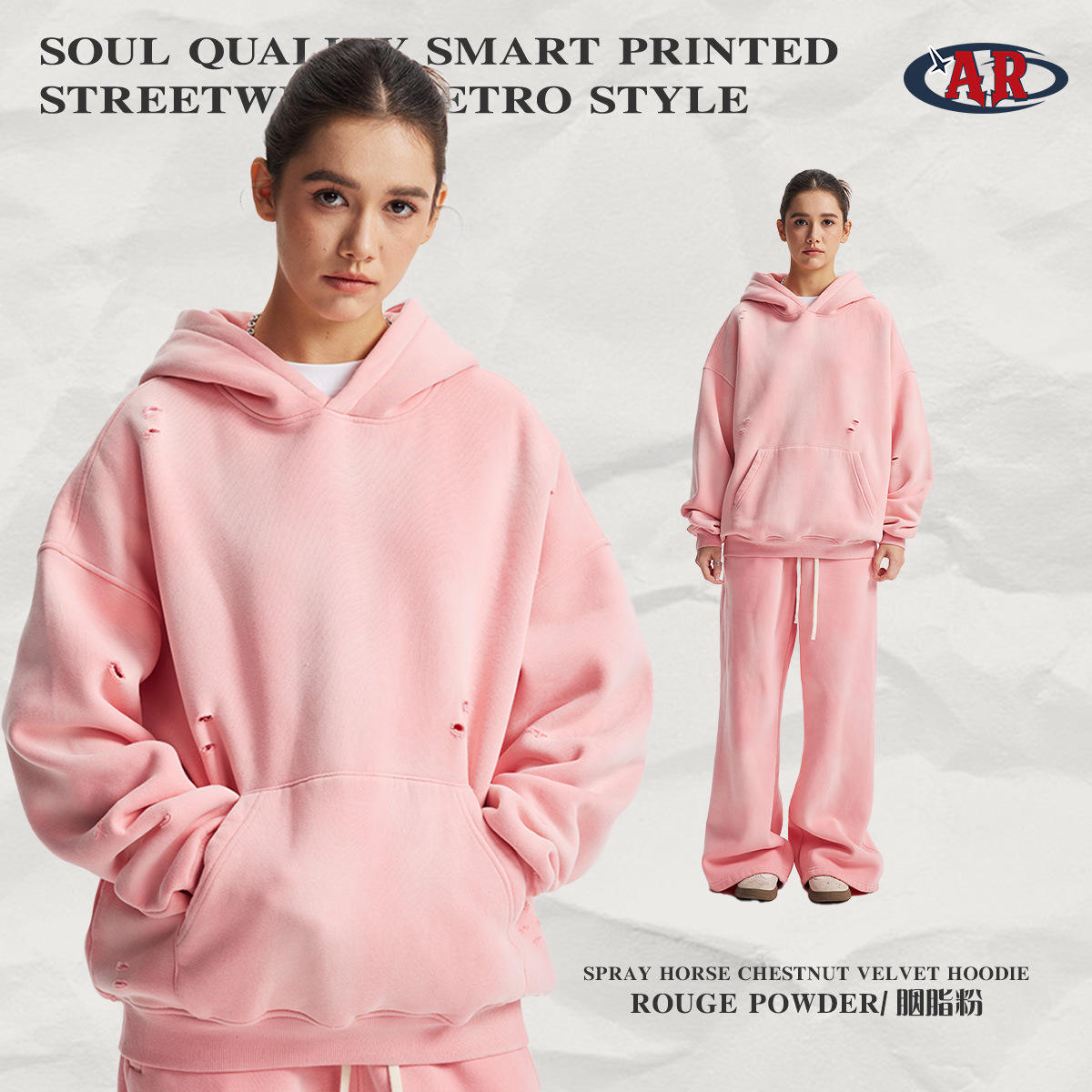 2591 Ripped Sweatshirt-Rouge Pink