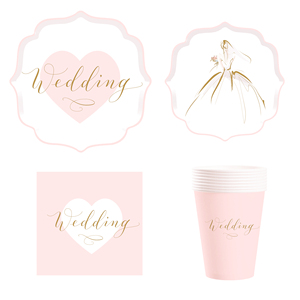 Assiettes en papier personnalisées DAMAI sur le thème du mariage, vaisselle jetable pour la décoration de la table de mariage - Product Image 5