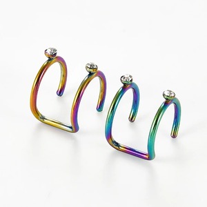 1 Paire de Boucles <span class=keywords><strong>d</strong></span>'Oreilles Clip-on en Acier Inoxydable avec Strass en Cristal, Hélix Cartilage, Sans Perçage, Réglables, Cadeau pour Femmes et Hommes - Product Image 6