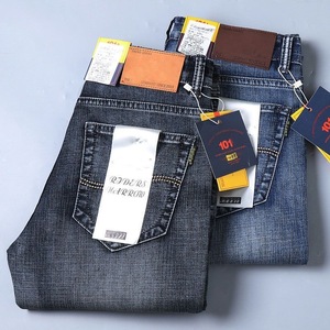 Vendita diretta Jeans a vita alta da <span class=keywords><strong>uomo</strong></span> <span class=keywords><strong>pantaloni</strong></span> <span class=keywords><strong>elasticizzati</strong></span> versatili per affari Casual autunno inverno tessuto Denim solido medio - Product Image 1