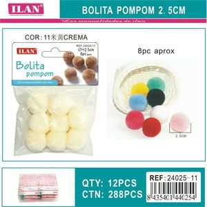 Pompon in Lana 2,5 Cm Crema per Decorazioni Artigianali - Product Image 1