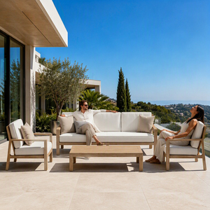 Ensemble <span class=keywords><strong>de</strong></span> canapés <span class=keywords><strong>de</strong></span> <span class=keywords><strong>jardin</strong></span> modulaires <span class=keywords><strong>de</strong></span> luxe <span class=keywords><strong>en</strong></span> bois massif, imperméables, design moderne, pour hôtels, vente <span class=keywords><strong>en</strong></span> gros à prix abordable - Product Image 1