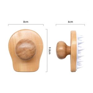 High Quality Wooden Silicone Shampoo <b>Brush</b> Wet and Dry Hair Wash <b>Brush</b> Scalp Massager Shampoo <b>Brush</b> for Hair Growth - Product Image 3