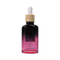 Flacon compte-gouttes en verre violet dégradé 10ml-30ml avec sérigraphie pour emballage cosmétique d'huiles essentielles et de sérums de soin de la peau