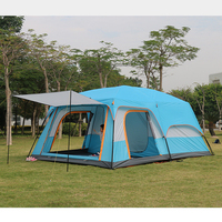 Tente de camping multi-personnes quatre saisons à double couche avec deux chambres et un salon, design pliable et imperméable en tissu Oxford