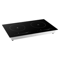 Table de cuisson infrarouge encastrable double brûleur 4400W, plaque chauffante électrique à commande tactile, cuisinière en céramique haute puissance pour usage domestique avec minuterie