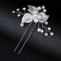 Épingle à cheveux blanche faite à la main et bandeau de cristal accessoire de robe de mariée avec fleur et feuille de strass perle pour les mariées