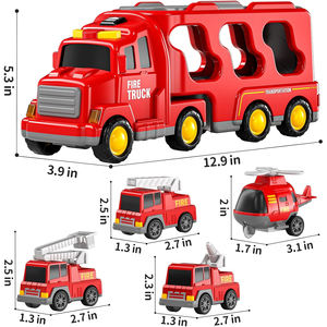 5 In 1 giocattolo trasportino <span class=keywords><strong>camion</strong></span> dei <span class=keywords><strong>pompieri</strong></span> trasporto attrito veicoli giocattolo con aereo antincendio giocattolo per i bambini regali di compleanno di natale - Product Image 6