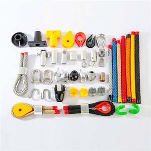 جسر حبال ونفق للأطفال والكبار في ملاعب التسلق التجارية مع هرم تسلق وشبكات ملتوية من الأسلاك الفولاذية - Product Image 4