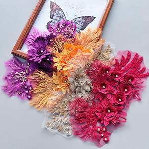 Patch en cristal fait à la main appliques en strass passementerie de dentelle perlée de mode pour vêtements couture robe modèles de strass patchs - Product Image 1