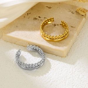 Double Layered <b>Ring</b> Gold <b>Silver</b> Line <b>Ring</b> <b>Adjustable</b> and Non Fading Stainless Steel <b>Rings</b> Jewelry for Women - Product Image 6