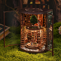 Mystery Book Nooks - Puzzle 3D en bois - Blocs de construction - Kit de maison miniature - Décoration créative et éducative
