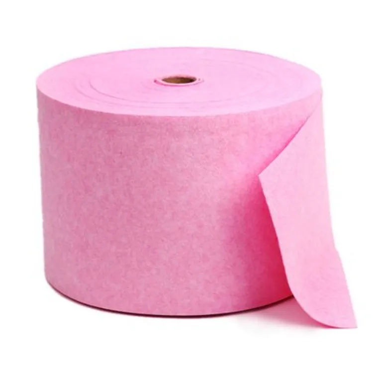 Custom super absorbent 50% polyester 50% viscose needle punch non-woven felt green blue yellow pink cleaning wipe cloth roll