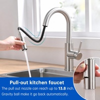 Robinet de cuisine monocommande à montage sur plan, à bec haut extractible et pivotant à 360°, thermostatique, avec cartouche céramique, style classique et moderne, flexible, pour hôtel