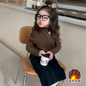 Tongxingyuan Girls Turtleneck Sweater Thick Cotton Solid Color Autumn Winter Wear - Product Image 4