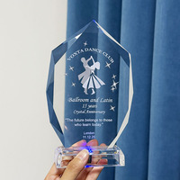 Trofeo de Cristal Personalizado con Luz, Torre de Cristal Tallada en Diamante, Placa de Cristal en Blanco con Base de Luz LED MH-N525