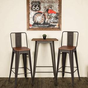 Taburete de <span class=keywords><strong>Bistro</strong></span>, Silla de Mesa de Comedor, Patas de Metal, Asiento de Madera, Mesa de Barra de Desayuno - Product Image 5