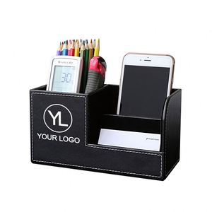 Custom Logo Business Card <b>Pen</b> Holder Desktop Storage <b>Box</b> Pu Leather Office Desk Organizer for for Corporate Event - Product Image 1