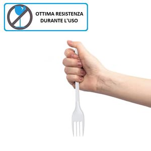 Forchette in plastica bianche riutilizzabili lunghe 16,5 cm per uso quotidiano - Product Image 4