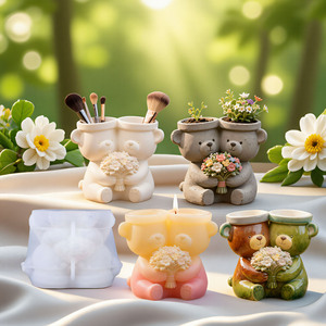 Dumo DIY Miniature Bear <b>Candle</b> Plaster Cup Silicone <b>Mold</b>, Flower Pot Resin Storage Cup <b>Mold</b>, Home Decoration Gift <b>Mold</b> - Product Image 1
