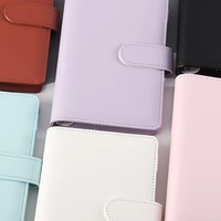 Carnet de notes A5/A6 personnalisé avec logo imprimé, classeur à 6 anneaux, agenda rigide en cuir rose mignon, ensemble cadeau de papeterie