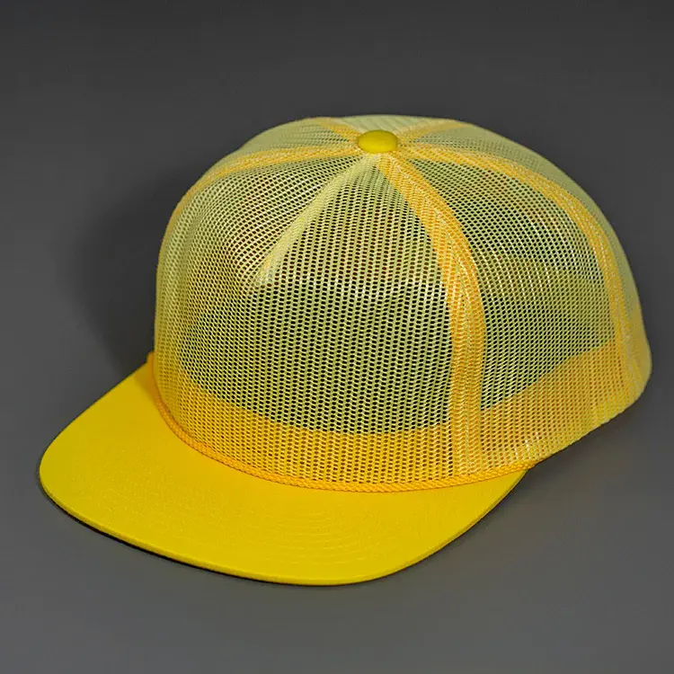 หมวกสแนปแบคเกอร์เบสบอลตาข่ายเต็มรูปแบบ,หมวกตะตาข่ายแบบเรียบไม่มีตัวเลข5แผงแบบคลาสสิก