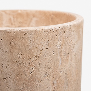 <b>Freestanding</b> Square Travertine Vessel Sink Polished Natural Stone Basin Minimalist Bathroom Sink Eco-Friendly 12L Capacity Top - Product Image 3