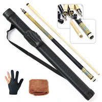 Ensemble de queues de billard 1/2 économique 58 ''en bois d'érable canadien avec pointe de 12.5mm, étui en cuir pour queues de billard, gant de couleurs aléatoires, serviette