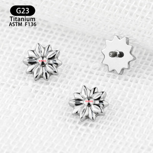 Boucles d'oreilles clous en titane G23 5,3 mm à filetage externe pour piercing du cartilage de l'oreille ou des lèvres - Product Image 4
