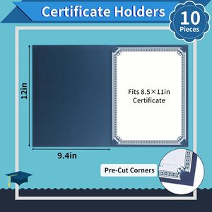 Il certificato blu Navy copre 10 confezioni di lettere di bordo in lamina d'oro formato 8.5 diplomi \ "X 11 \" che rilasciano certificati ai titolari di certificati