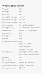 Trípode Selfie Stick 360 con Estabilizador Gimbal de 3 Ejes, Seguimiento IA, Barra de Extensión Integrada, Batería de 2500mAh, Soporte para Teléfono para iOS/<span class=keywords><strong>Android</strong></span> - Product Image 6