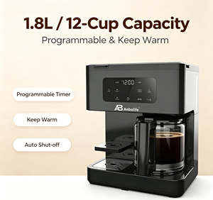 Anbolife, fabricant OEM, cafetière à filtre double fonction 12 tasses <span class=keywords><strong>et</strong></span> machine à dosettes K-Cup, programmable 1,8 L avec carafe en verre - Product Image 6