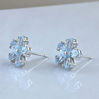 Fabrik-Großhandel 18K Gold/Rhodium-Plattierte 925 Sterling Silber Verschiedene Arten von Natürlichen Edelsteinen Blumen-Ohrstecker für Damen