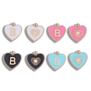 Breloque initiale double face en forme de lettre, pendentifs alphabet A-Z, breloque en forme de <span class=keywords><strong>c</strong></span>œur pour la fabrication de bijoux, accessoires de bijouterie DIY, 16*15mm - Product Image 5